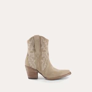 NEW BUCK & BRANA women's brooke leather cowgirl boots in beige